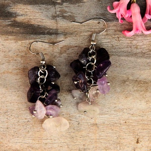 February Birthstone jewelry amethyst Jewelry amethyst earring Cluster earring birthstone earring women earrings stone Jewelry purple earrin image 3