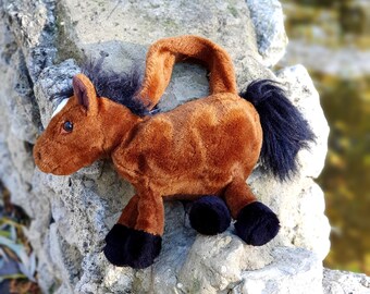 Sac en peluche cheval en peluche 11 ", sac pour enfants, sac pour bébé, sac pour fille, sac animal vintage, jouets pour chevaux