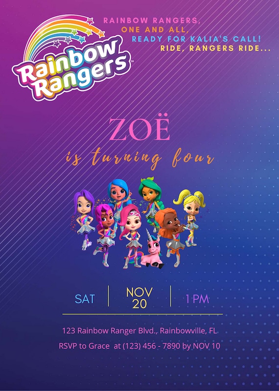 Rainbow Rangers Birthday Invitation - Digital File - Etsy