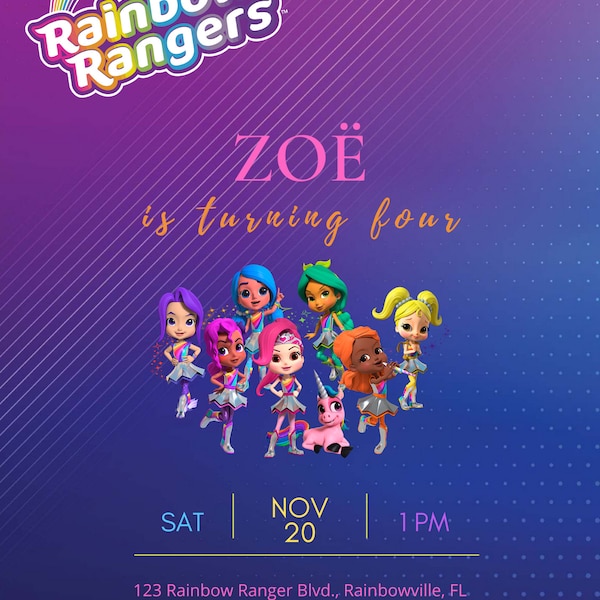 Rainbow Rangers Birthday Invitation - Digital File