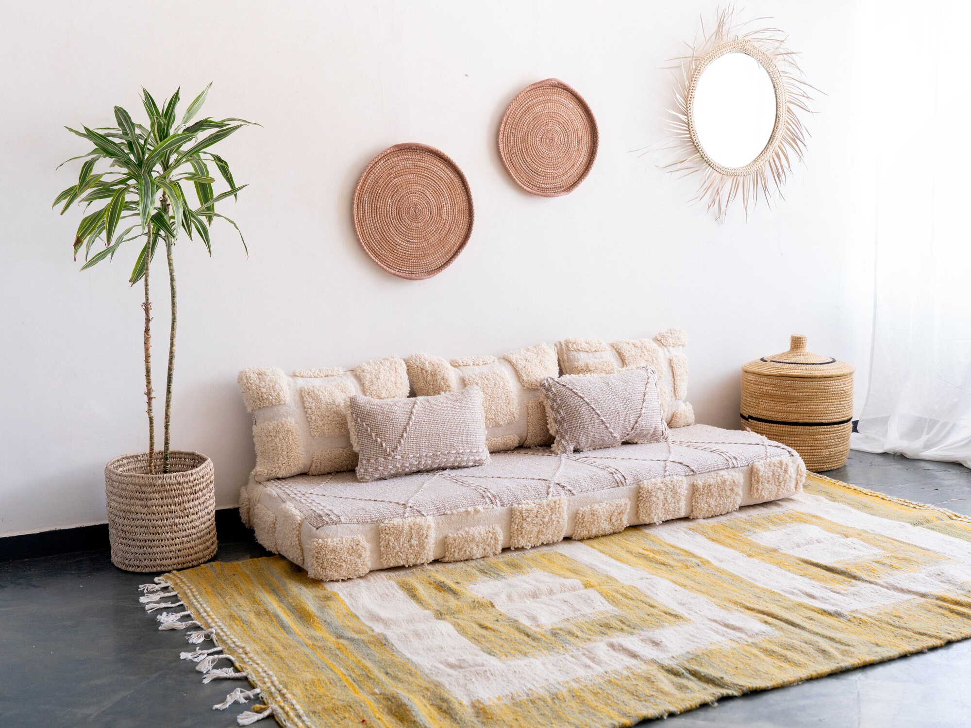 Moroccan Floor couch - 6 ft (180x70x15 cm) Unstuffed Complete set 