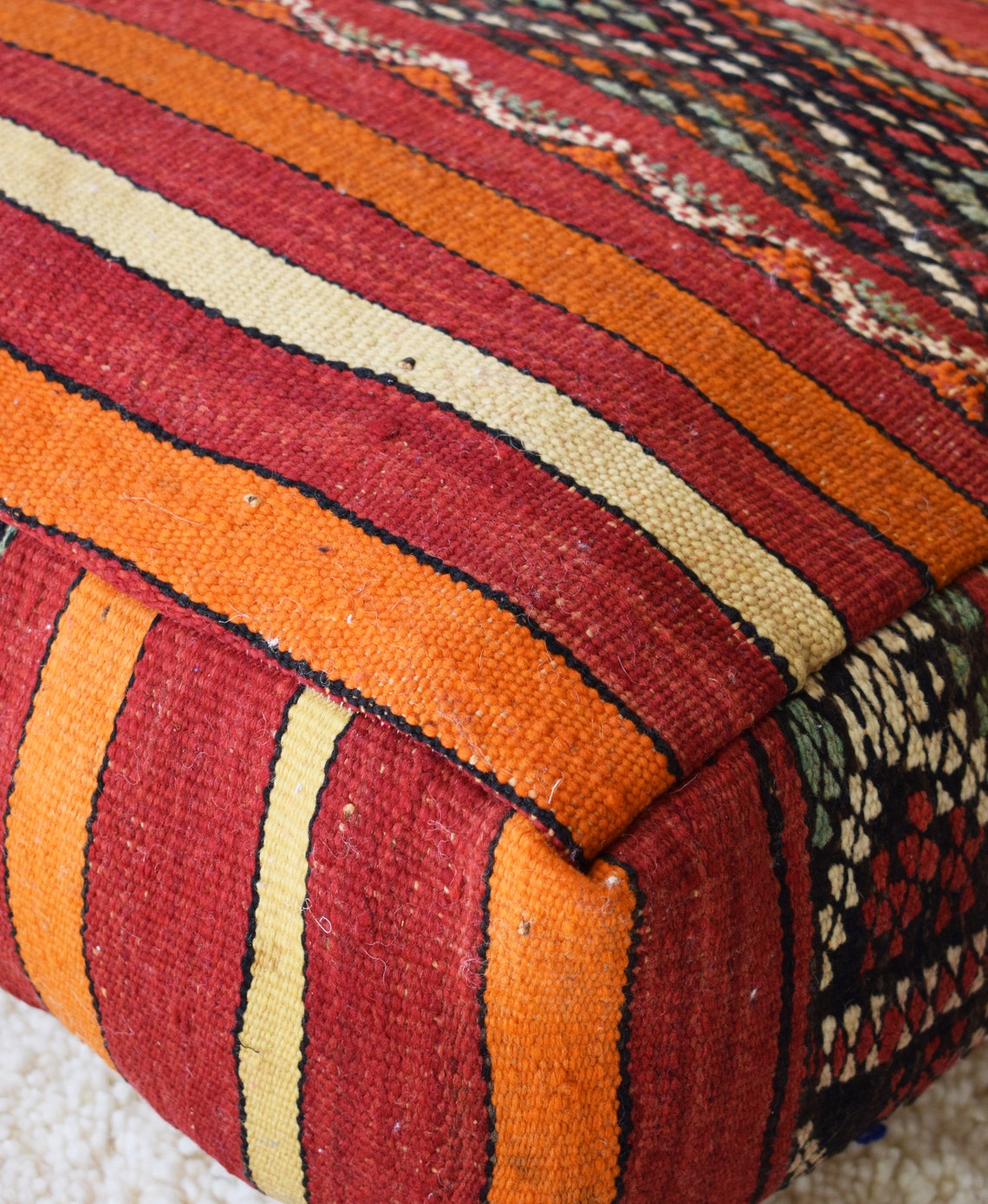 Moroccan kilim pouf Vintage kilim Pouf berber pouf Floor Etsy