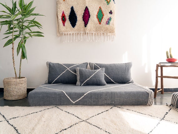 Moroccan floor top pillow couch