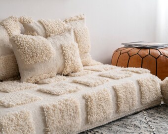 モロッコウールフロアソファカバーセット：詰め物なしクッション＆枕