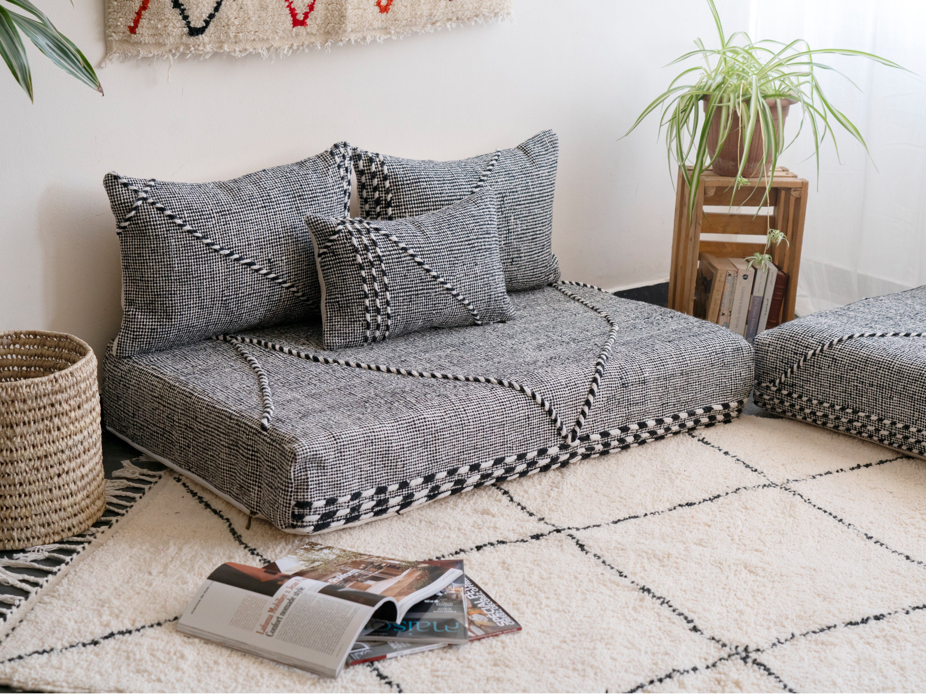 FREE SHIPPING Moroccan Floor Sofa 6 Ft 180x70x15 Cm Unstuffed Long Floor  Cushion 1 Floor Cushion Stuffing Zipped Pouches 