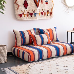 Moroccan Sofa 8 F 2 x 120/70/15 cm Unstuffed Floor Couch 4 Back Pillows 2 Extra pillows Stuffing Zipped Pouches zdjęcie 3