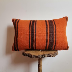 Handmade Moroccan Kilim Pillow Cover 12x20: Boho Throw Cushion
