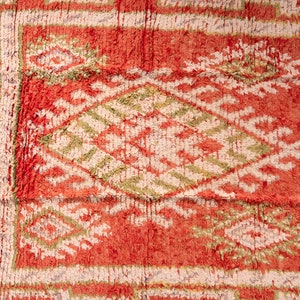 FREE SHIPPING 510 3x1.5 m Large Vintage Handmade Wool Boujaad Floor ORANGE Area Rug Moroccan Living Room Soft Berber Boujad Carpet Boho image 6