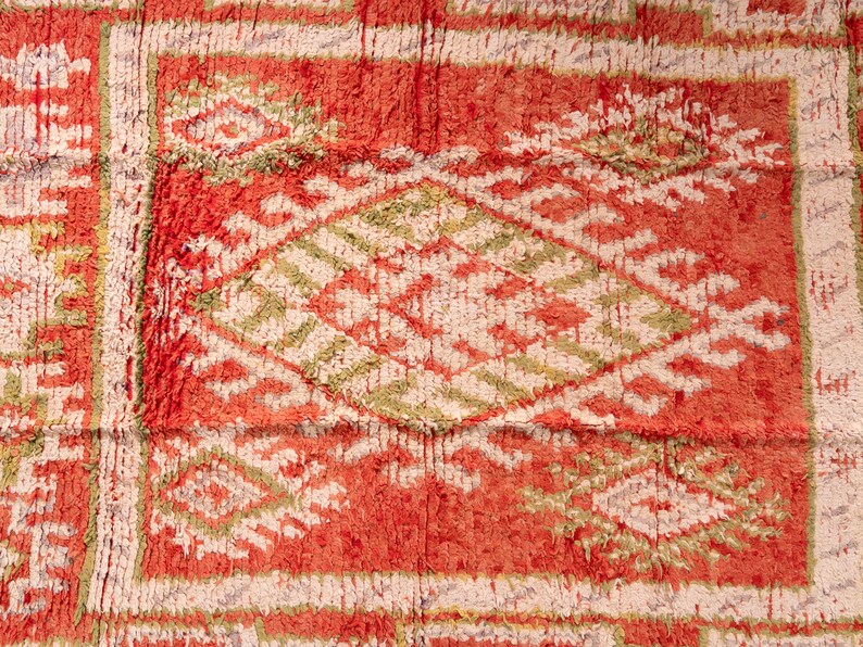 FREE SHIPPING 510 3x1.5 m Large Vintage Handmade Wool Boujaad Floor ORANGE Area Rug Moroccan Living Room Soft Berber Boujad Carpet Boho image 6