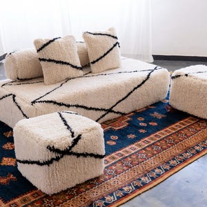 Moroccan Floor couch - 5 ft (150x80x30 cm) Unstuffed Complete set Long Floor Cushion