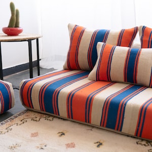 Moroccan Sofa 8 F 2 x 120/70/15 cm Unstuffed Floor Couch 4 Back Pillows 2 Extra pillows Stuffing Zipped Pouches zdjęcie 6