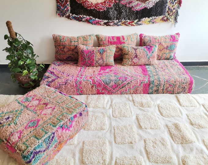 Moroccan Sofa 6 Ft 180x70x15 Cm Unstuffed Long Floor Cushion 5 Back