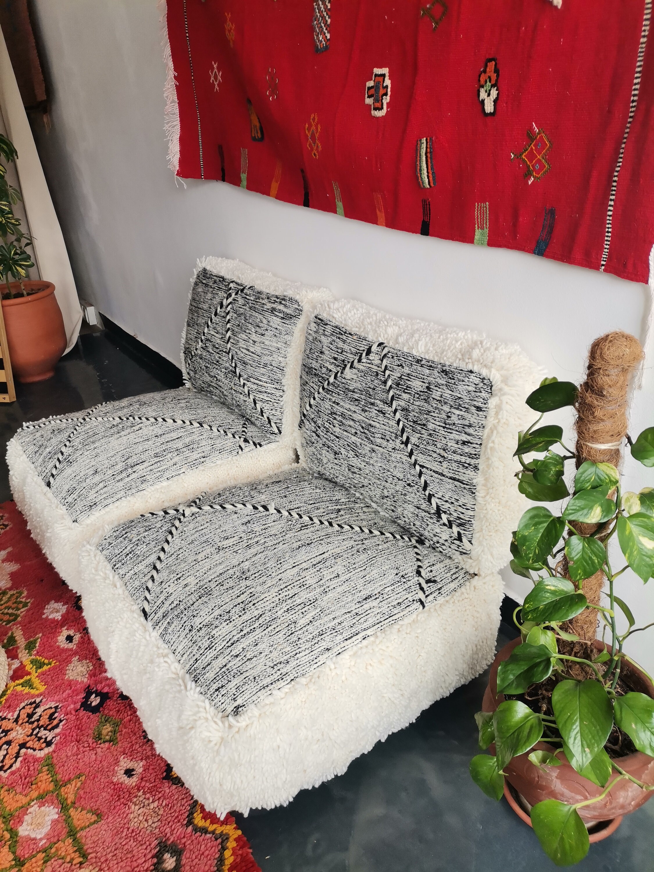 モロッコ風フロアクッションカバー：詰め物なしのザナフィ2人