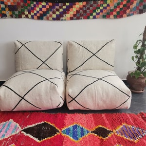 Capas de almofadas marroquinas modulares para 2 lugares - sem enchimento, 2 almofadas de assento + 2 almofadas de encosto + 4 fronhas.