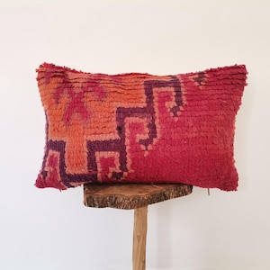 Handmade Moroccan Kilim Pillow Cover 12x20: Boho Throw Cushion