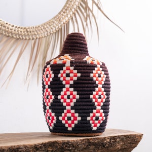 Hand-Woven Berber Basket: Moroccan Straw Storage, Bohemian Decor