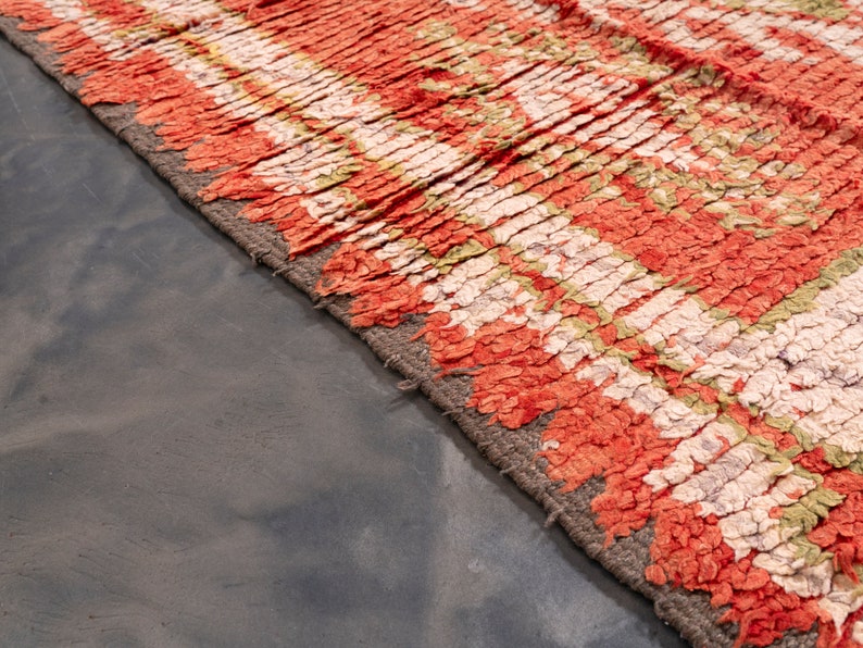 FREE SHIPPING 510 3x1.5 m Large Vintage Handmade Wool Boujaad Floor ORANGE Area Rug Moroccan Living Room Soft Berber Boujad Carpet Boho image 5