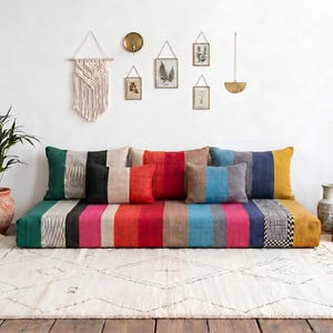 Multicolor Cotton Moroccan Floor Sofa Set: Handmade Covers (Unstuffed)