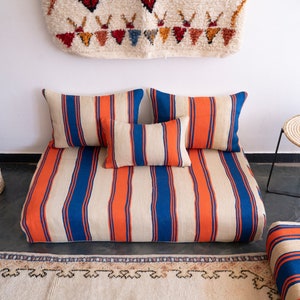Moroccan Sofa 8 F 2 x 120/70/15 cm Unstuffed Floor Couch 4 Back Pillows 2 Extra pillows Stuffing Zipped Pouches zdjęcie 5