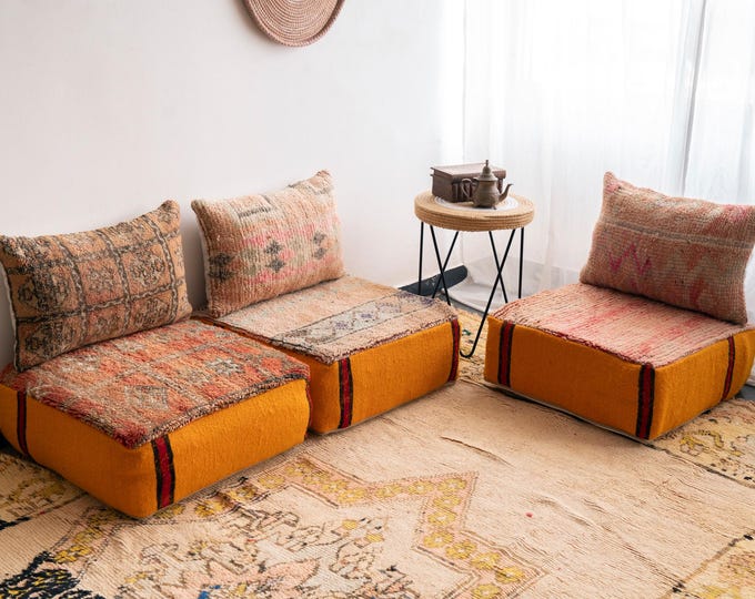 Moroccan Floor Cushion 3 Places Sofa Unstuffed 3 Seats Cushions + 3 — free download