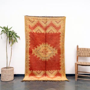 FREE SHIPPING 4x7 Ft (115x205 cm) Medium Vintage Handmade Wool Boujaad Area Rug Moroccan Living Room Soft  Berber Boujaad Carpet Boho.