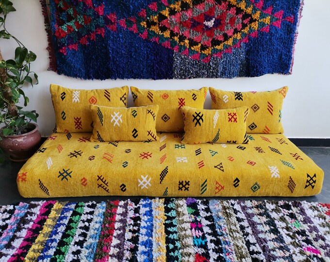 Moroccan Sofa 6 Ft 180x70x15 Cm Unstuffed Long Floor Cushion 5 Back