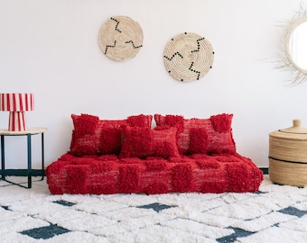 Moroccan Sofa - 5 ft (150x70x15 cm)  Unstuffed Long Floor Cushion + 2 Back Pillows  + Stuffing Zipped Insert Bags + 1 GIFT Pillow