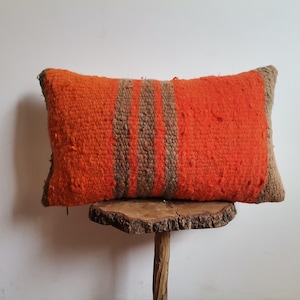 Handmade Moroccan Kilim Pillow Cover 12x20: Boho Throw Cushion