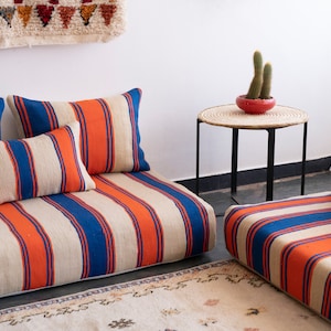 Moroccan Sofa 8 F 2 x 120/70/15 cm Unstuffed Floor Couch 4 Back Pillows 2 Extra pillows Stuffing Zipped Pouches zdjęcie 7