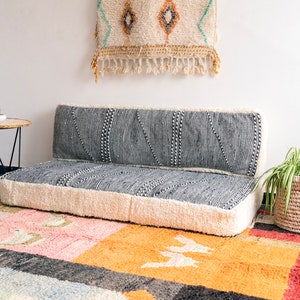 Moroccan Floor couch Covers - 4,5,6 & 7 ft (120/150/180/210 x70x15 cm)  Unstuffed Complete set Long Floor Cushion + Pillow cases.