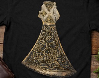 Camiseta vikinga con símbolo nórdico del hacha Mammen, camiseta unisex de mitología pagana, regalo nórdico