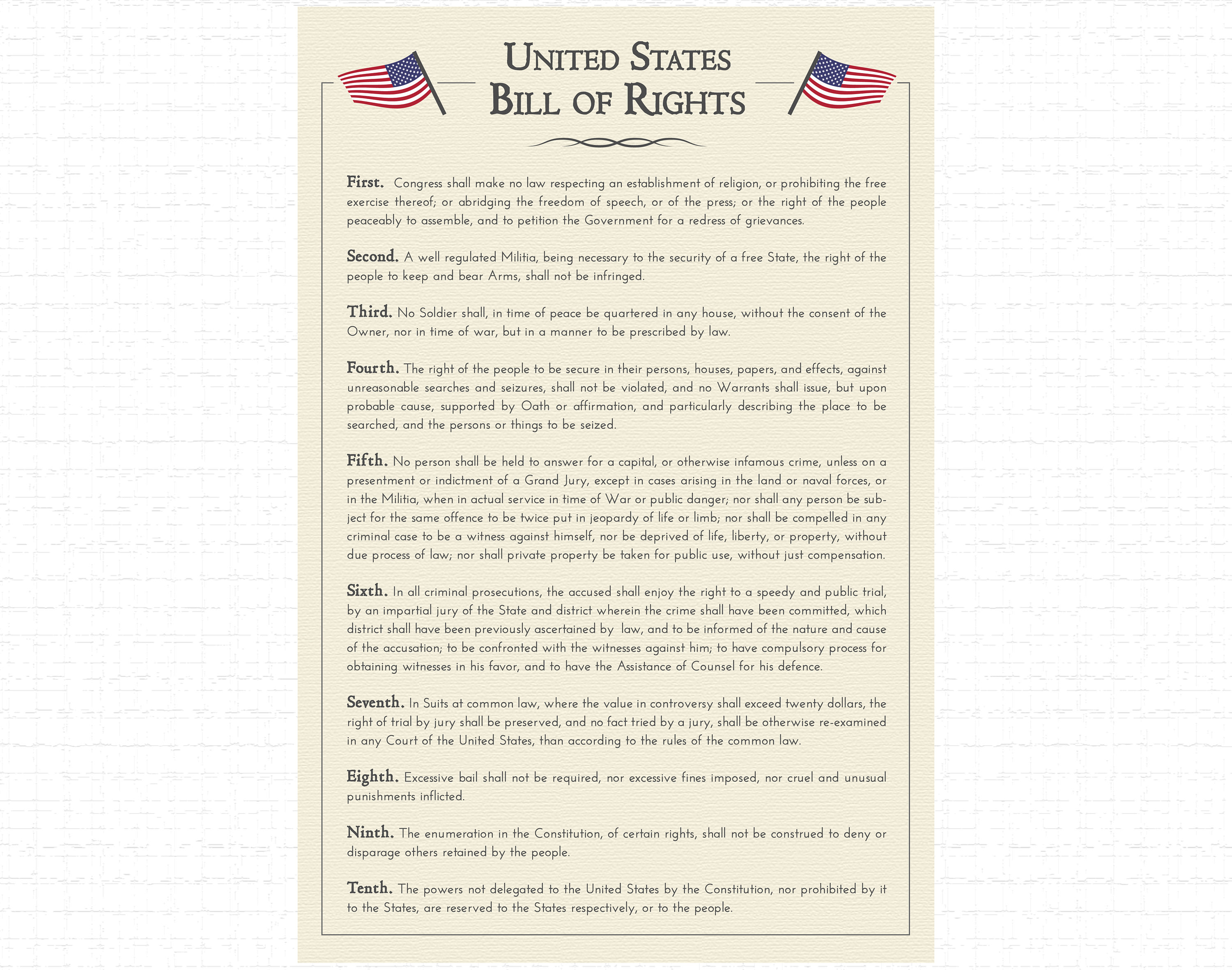 Bill Of Rights Canvas Poster First Ten Amendments Etsy Bill Of Rights Canvas Poster First Ten Amendments Etsy