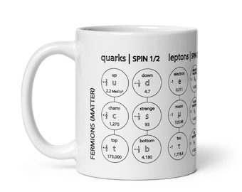 Caneca de Partículas Elementares | Quarks, Neutrinos, Elétrons, Bósons | Presente para Fãs de Física de Partículas