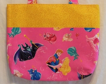 Sac fourre-tout Disney Sleeping Beauty – Fait à la main – Maléfique, Aurora, Prince Phillip et 3 fées