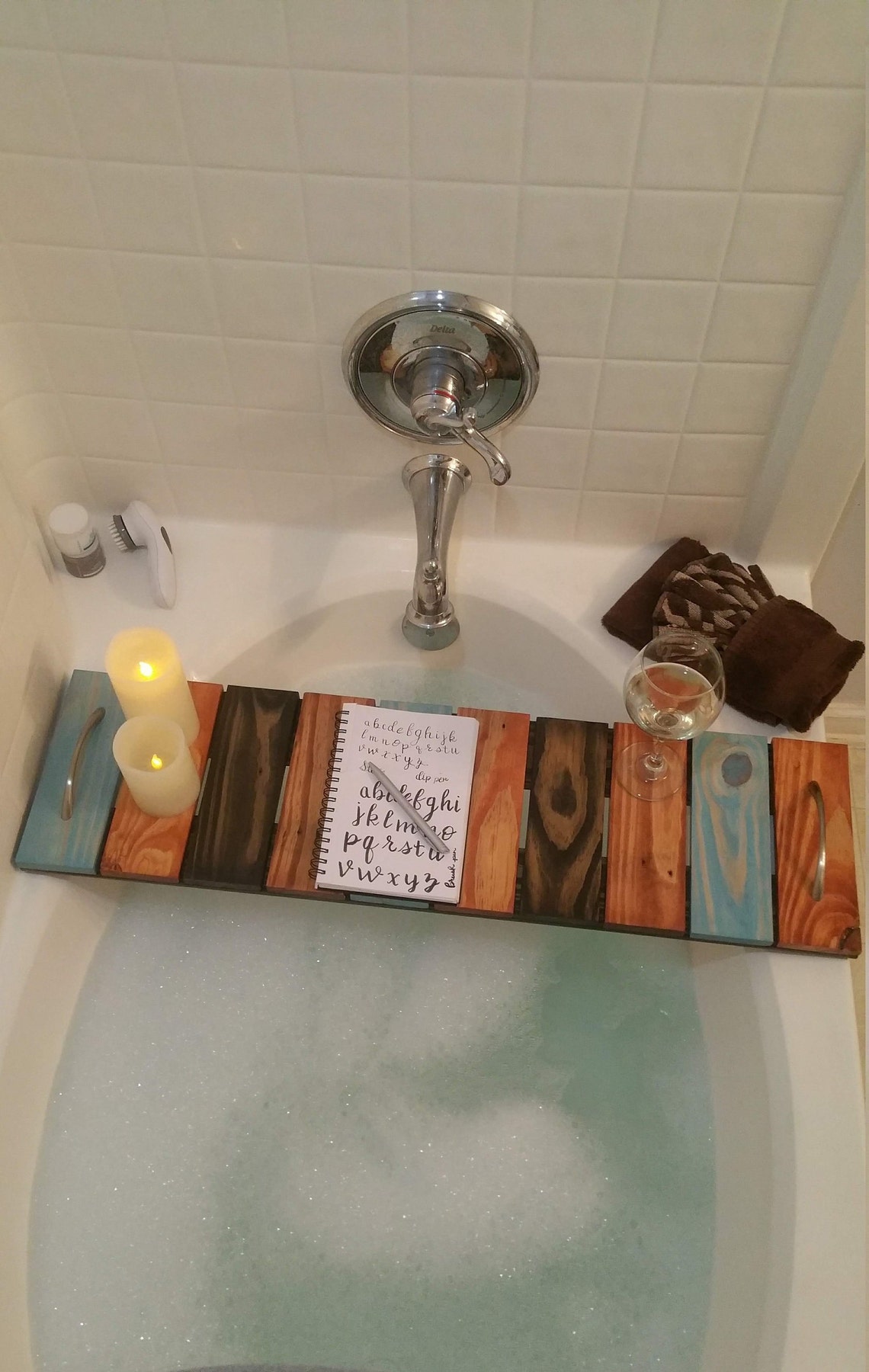 Bath Caddy Made With Pallet Wood Bathtub Caddy Bathtub Tray Etsy