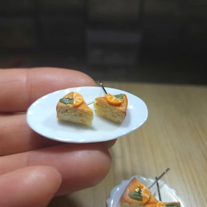 Orange Cake Earrings, Cake studs, Polymer Clay Jewelry, Fun earrings, ,Miniature Food Jewelry, gift for her,mini food earrings