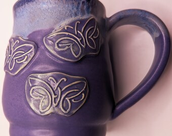 Butterfly mug, 18 oz handmade ceramic mug for coffee or tea #24-13