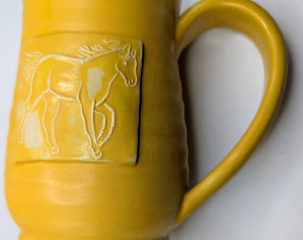 Kubek w kształcie konia, 20-uncjowy, ręcznie robiony ceramiczny kubek na kawę lub herbatę, nr 25-101