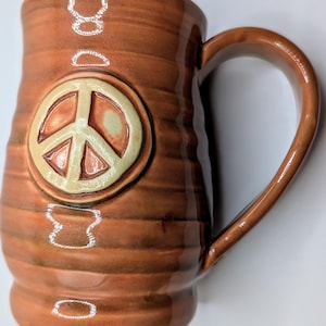 Peace sign mug, 18 oz handmade ceramic mug for coffee or tea,  #25-9
