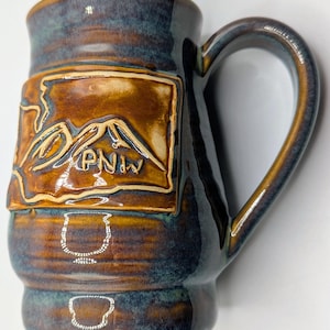 Taza del estado de Washington, noroeste del Pacífico, taza de cerámica hecha a mano de 18 oz, n.° 26-11