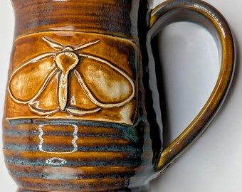 Moth mug, 20 oz handmade ceramic mug for coffee or tea, #25-10