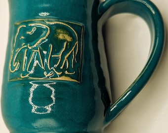 Elephant mug, 18 oz handmade mug for coffee or tea, #25-18