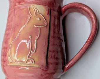 Bunny / rabbit mug, 18 oz handmade ceramic mug for coffee or tea, #25-8