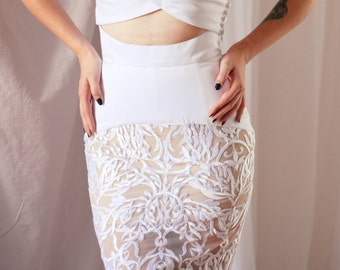 Bridal Lace Skirt, Wedding Lace Skirt, High Waisted Skirt, Bodycon Skirt, Boho Wedding Skirt, Bridesmaid Skirt, Elegant Wedding Skirt