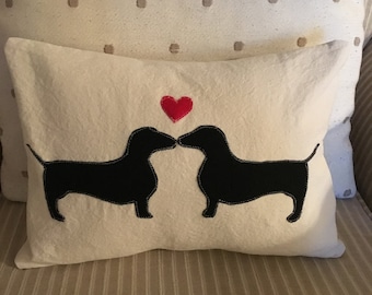 Kissing Dachshunds Pillow