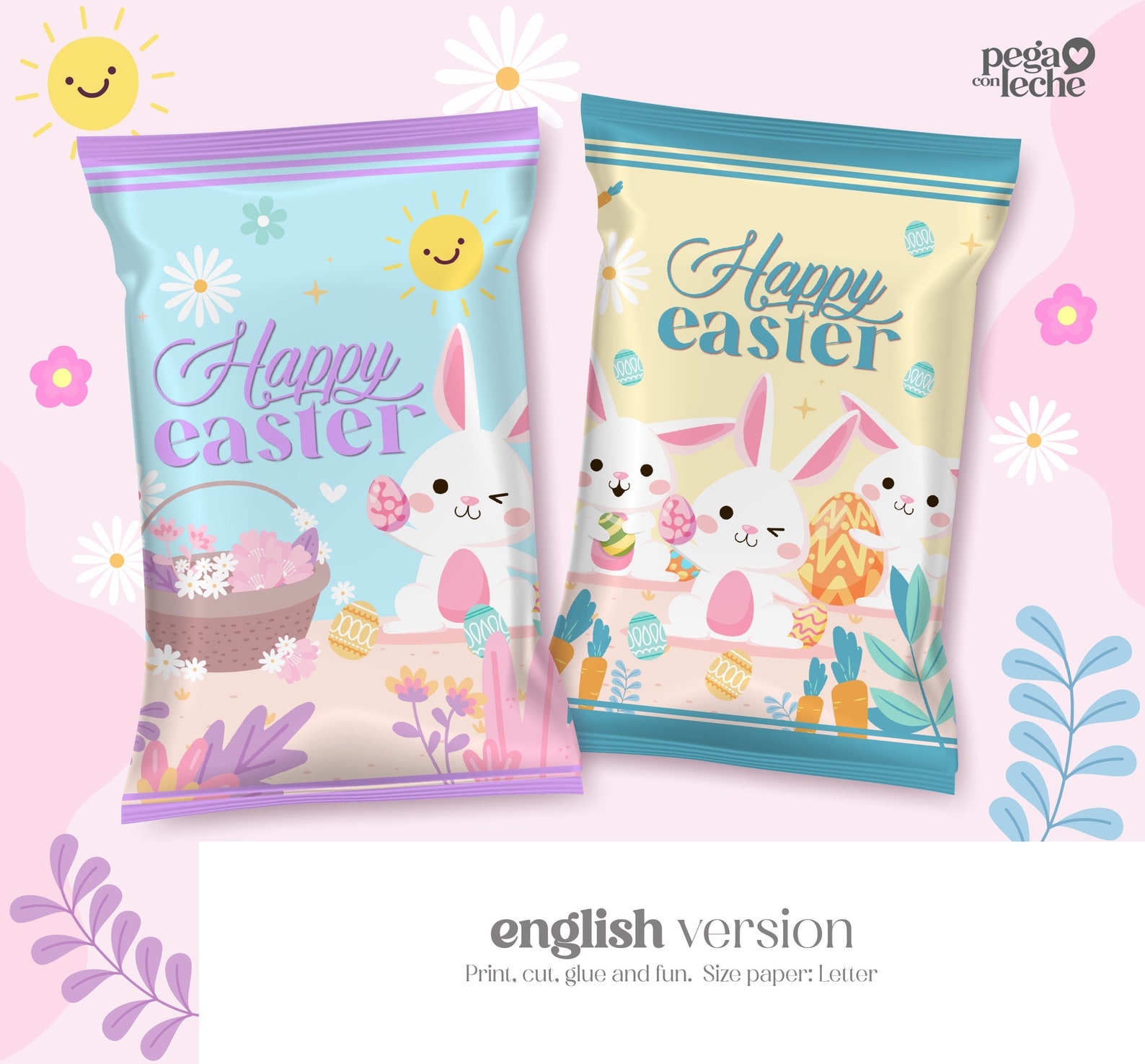 Easter Chips Bag Template,chip Bags Imprimibles De Pascua, English and ...