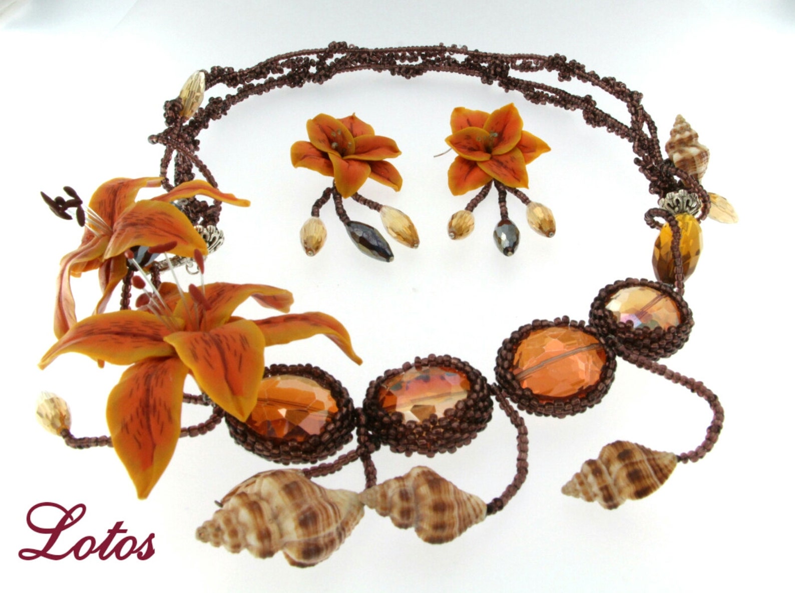 Orange Tiger Lily Necklace with Flower of Polymer Clay One of Etsy