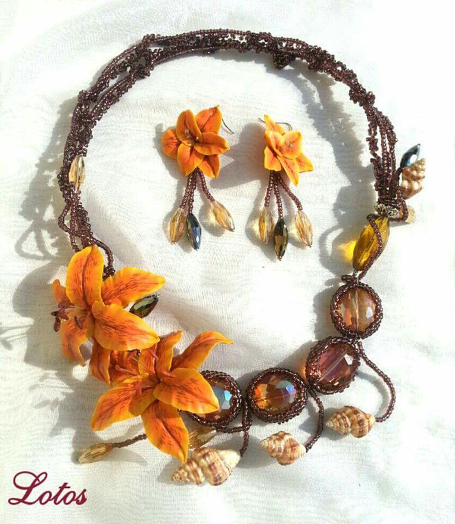 Orange Tiger Lily Necklace with Flower of Polymer Clay One of Etsy