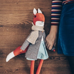 Fox Doll, handmade, hand-sewn, stuffed doll, birthday, baby shower, Valentines, 55cm