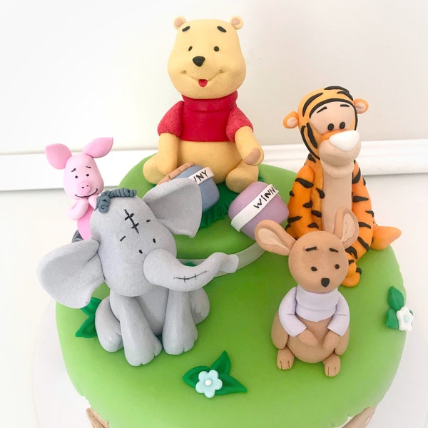 Fondant Handmade Winnie Cake Topper Welcome Cupcake Toppers Classic The Pooh Baby Shower Decorations Birthday Party Supplies